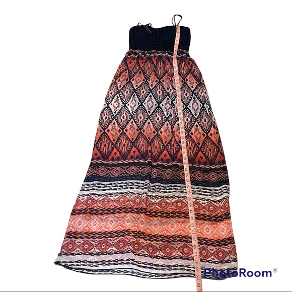 Trixxi Maxi Sun Dress Sleeveless w Navy Crocket Open back  100%Polyester Small - Picture 11 of 12